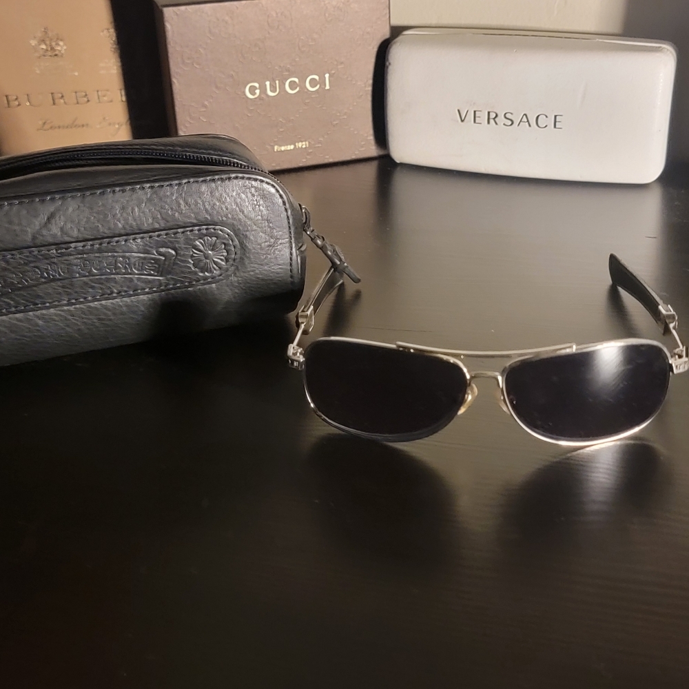 Chrome Hearts Leather trimmed aviators